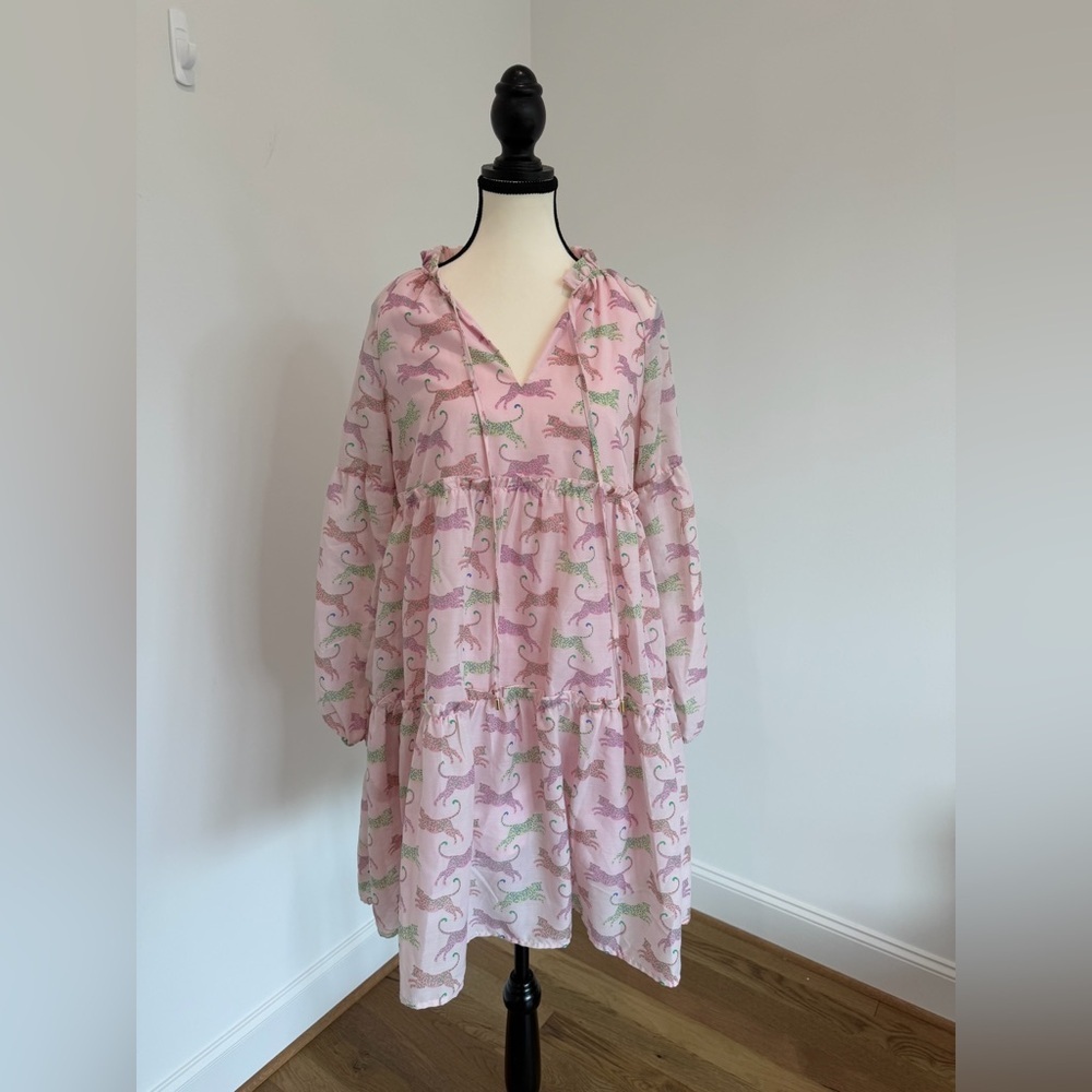 💗 J. Marie Pink Leopard Tiered Dress – Size Medium 💗